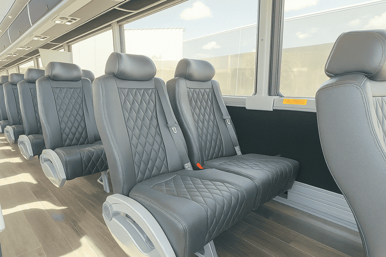 interior of Vallejo Shuttle Bus Rentals charter bus